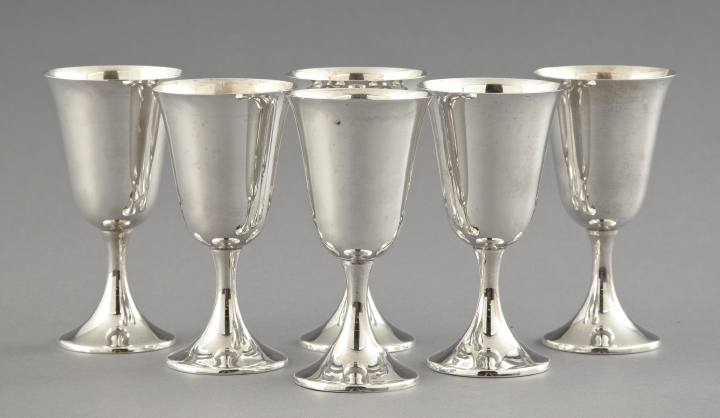 Appraisal: Set of Six Lunt Sterling Silver Iced Water Goblets second