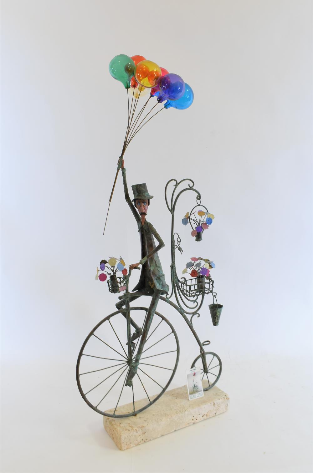 Appraisal: JIM LEWK BALLOON MAN ON BICYCLE SCULPTUREMixed Media Mounted on