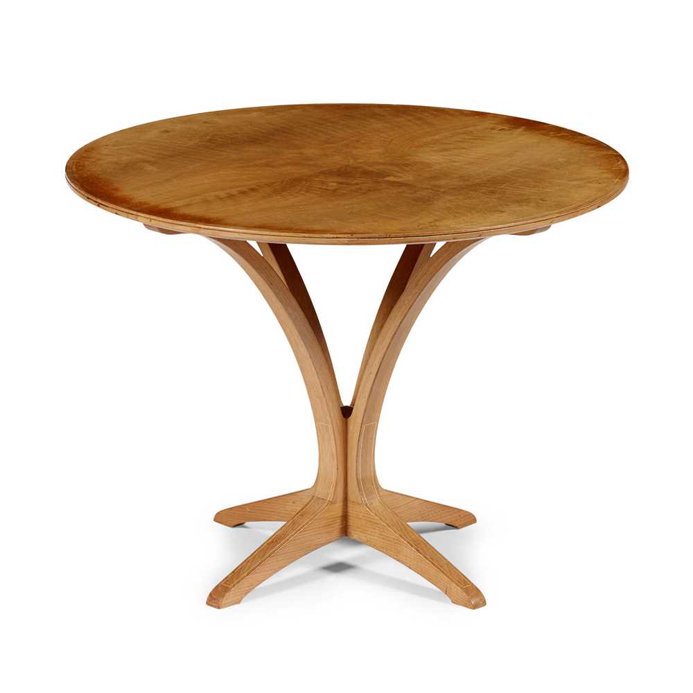 Appraisal: EDWARD BARNSLEY - OCCASIONAL TABLE walnut with sycamore inlay stamped