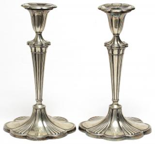 Appraisal: Pair Gorham Silver Two tulip-form bobeches with scalloped rims surmounting