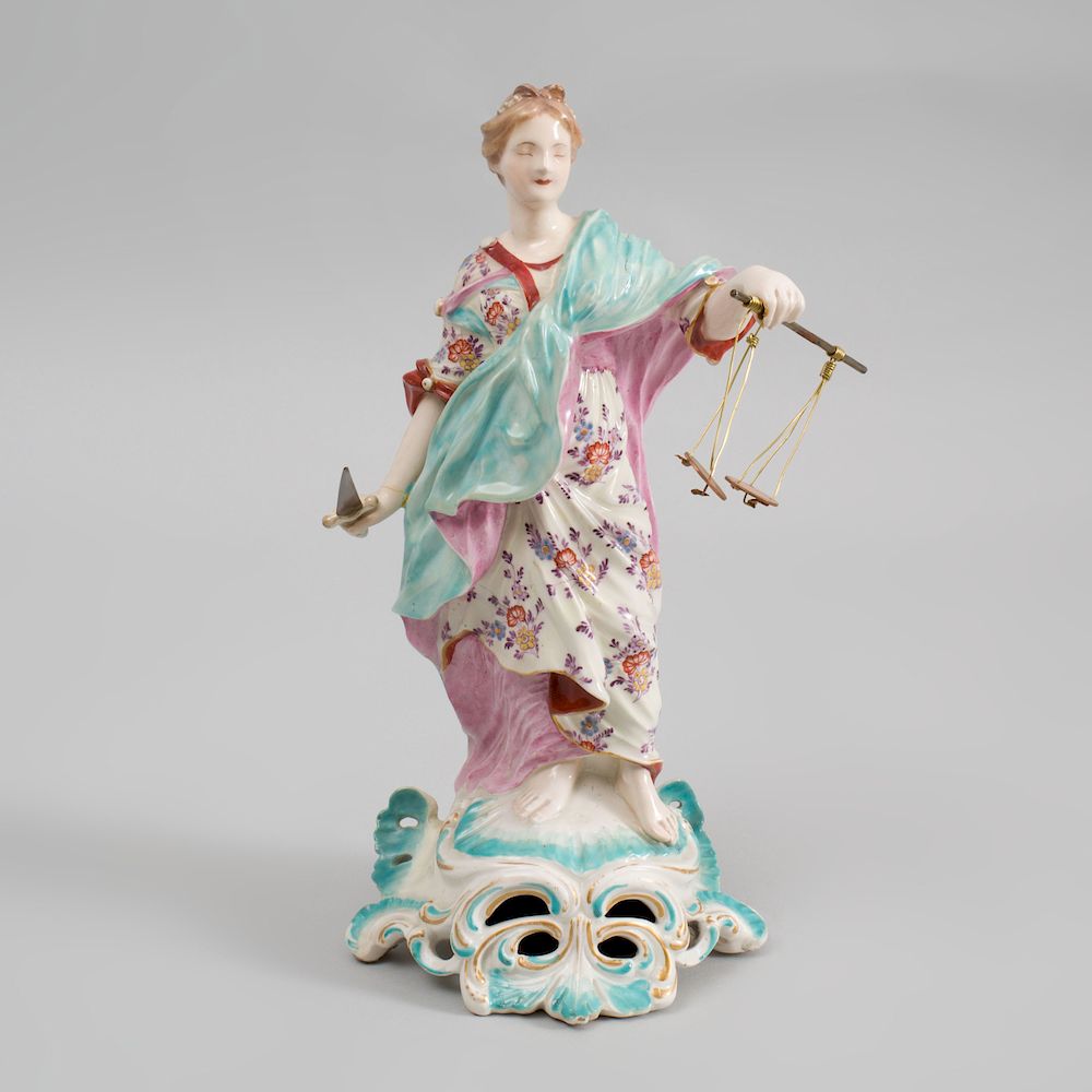 Appraisal: Derby Porcelain Figure Emblematic of Justice Incised ' ' and