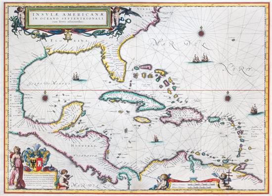 Appraisal: Sale Lot MAP BLAEU WILLEM Insulae Americanae in Oceano Septentrionali