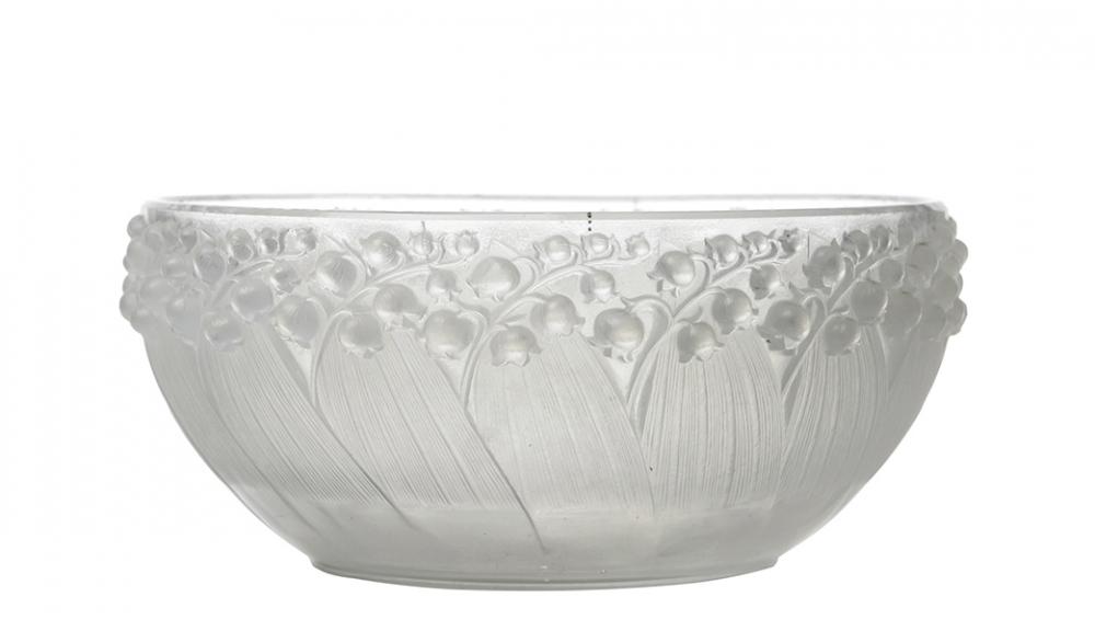 Appraisal: RENE LALIQUE French - 'MUGUET' BOWL DESIGNED with blue tinted