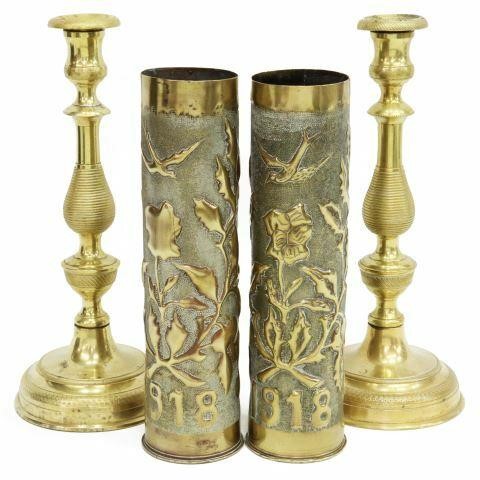 Appraisal: lot of Brass including WWI-era trench art vases fashioned from