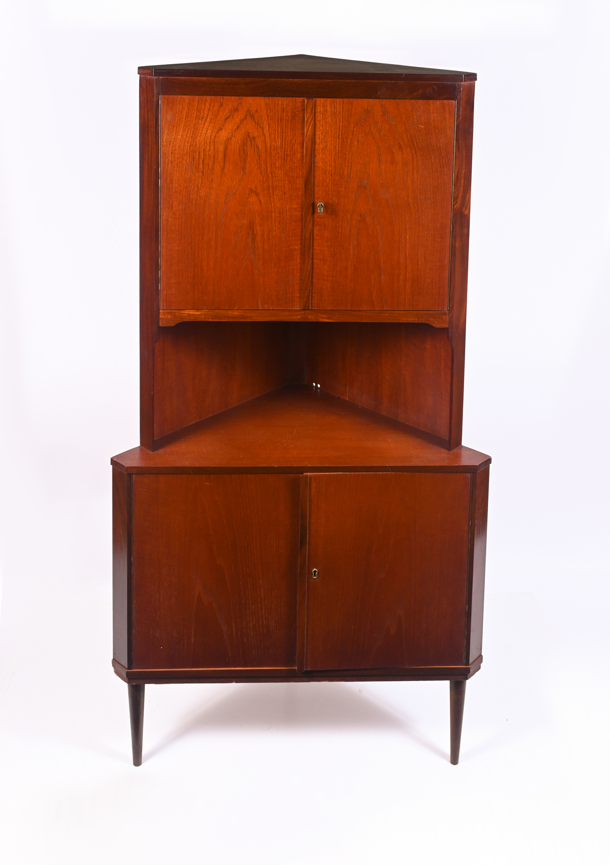 Appraisal: MID-CENTURY STYLE CORNER CABINET Four door Modern corner cabinet Raised