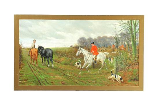 Appraisal: HUNT SCENE BY FRANCIS CECIL BOULT ENGLAND - Oil on