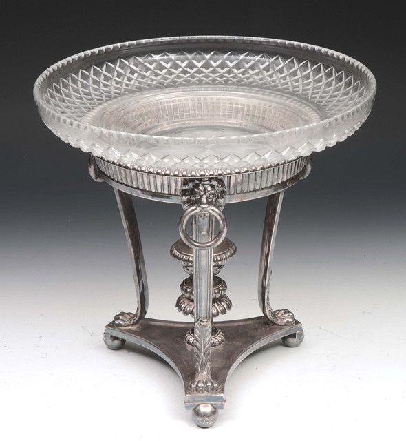 Appraisal: A TH CENTURY SILVER PLATED STAND with gadrooned edge and