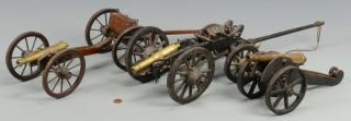 Appraisal: Miniature Cannons w Caisson Other Grouping of two Miniature mounted