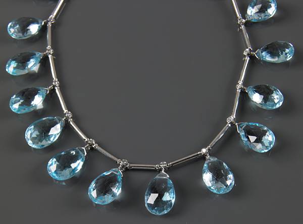 Appraisal: A topaz diamond and k white gold necklace with topaz