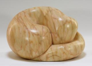 Appraisal: Richard Graham Biomorphic Marble Sculpture of Cat UNITED STATES b