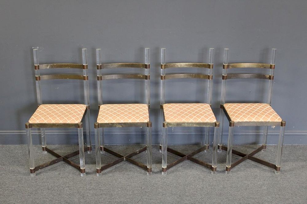 Appraisal: Set of Four Bronze Lucite Chairs Anny Biondo Fine quality