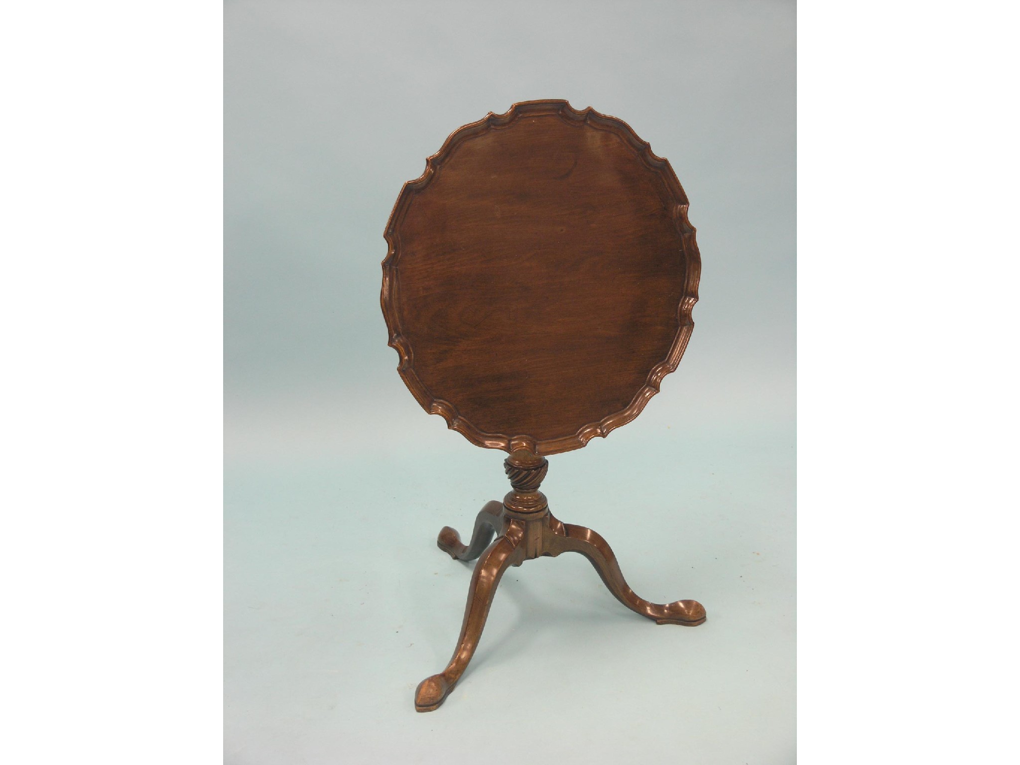 Appraisal: A George III-style mahogany tripod table tilting circular top with