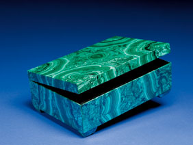 Appraisal: EXTRAORDINARY EXTREMELY LARGE GEM MALACHITE LAPIDARY BOX Malachite from Shaba