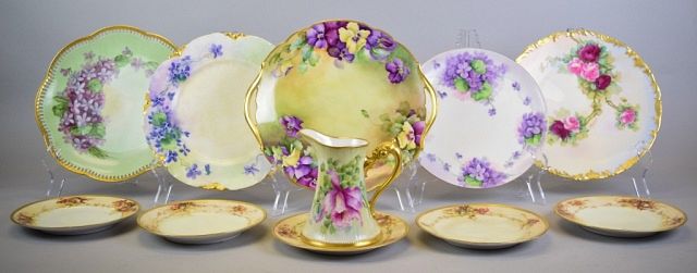 Appraisal: Continental Porcelain Grouping pieces of German and French hand painted