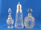 Appraisal: Three silver mounted cut glass items being a caster London