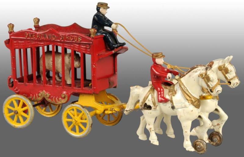 Appraisal: Cast Iron -Horse Overland Circus Cage Wagon Toy Description Includes