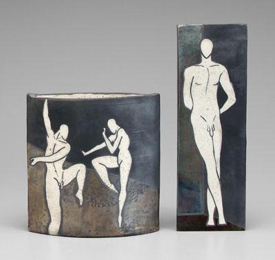 Appraisal: Two ceramic works by Marina Boscetti boat shaped vase dancing