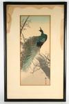 Appraisal: JAPANESE WOODBLOCK - Kacho-e of Peacock in Cherry Tree by