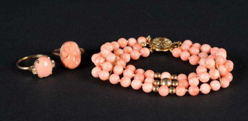 Appraisal: Lot of Pink Coral Jewelry Pieces Description Includes one double