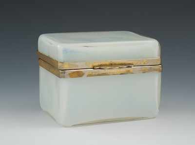 Appraisal: A French Opaline Overlay Trinket Box with Gilt Metal Mounts