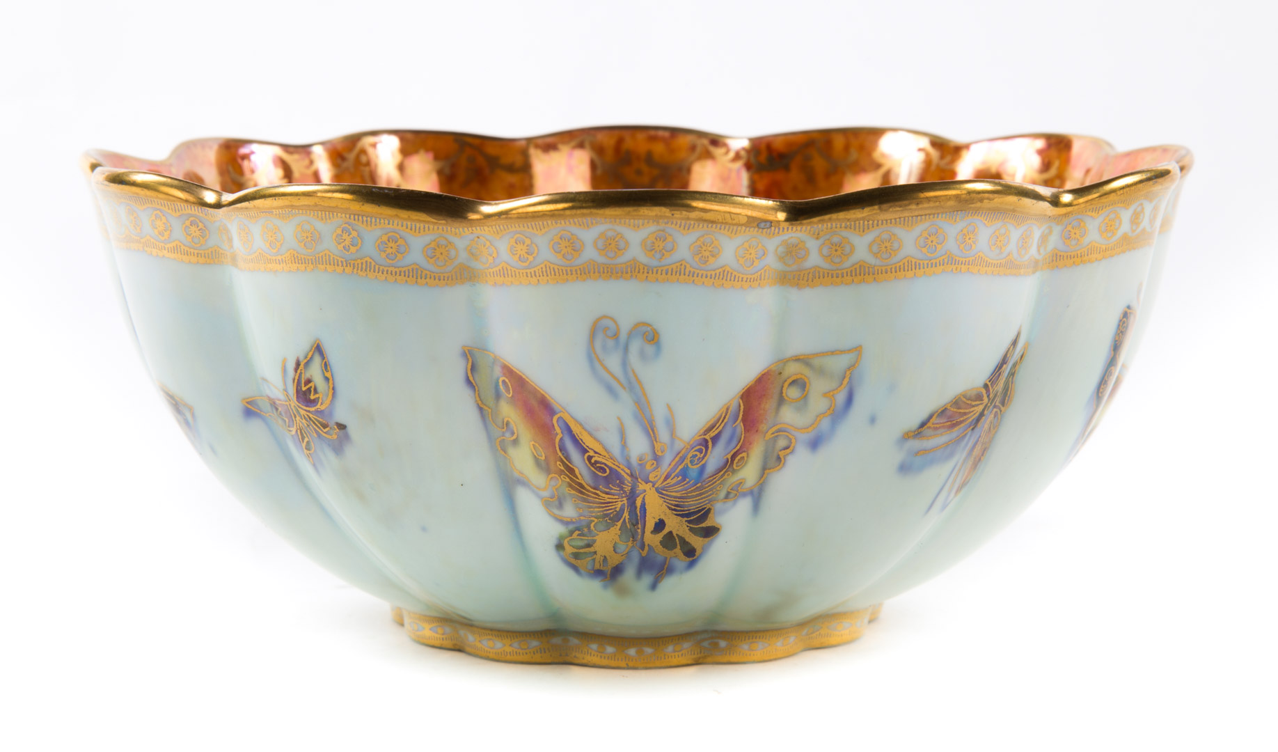 Appraisal: Wedgwood butterfly lustre bowl first quarter- th century ribbed form