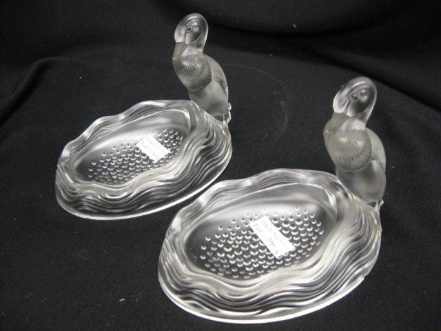 Appraisal: Pair of Verlys Crystal Figural Dishes duckling pond decor x