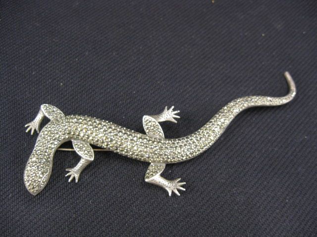 Appraisal: Sterling Silver Marcasite Salamander Brooch long stunning