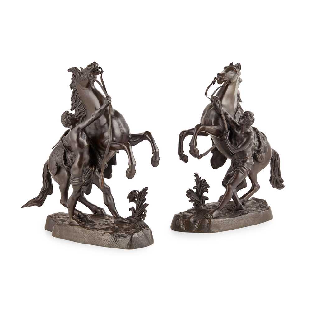 Appraisal: PAIR OF SMALL FRENCH BRONZE MARLY HORSE FIGURES AFTER COUSTOU