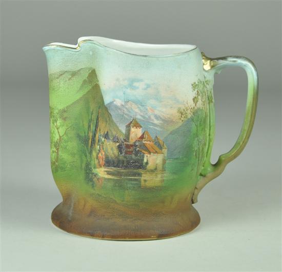 Appraisal: Royal Bayreuth Tapestry Pitcher Early th Century Hand painted Alpine