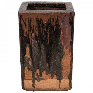 Appraisal: Modern Drip Glaze Pottery Umbrella Stand Likely Scandinavian with mottled