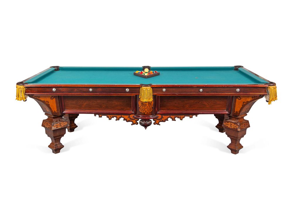 Appraisal: A Brunswick-Balke Inlaid Rosewood Billiards Table A Brunswick-Balke Inlaid Rosewood