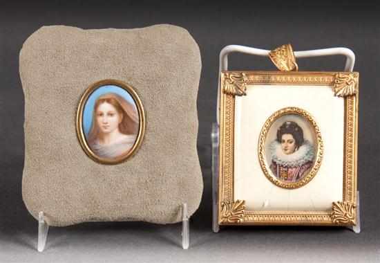 Appraisal: Continental miniature on porcelain of the Sistine Madonna together with