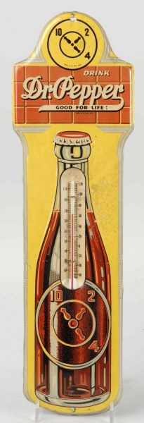 Appraisal: Tin Dr Pepper Advertising Thermometer Description Depicts a bottle of