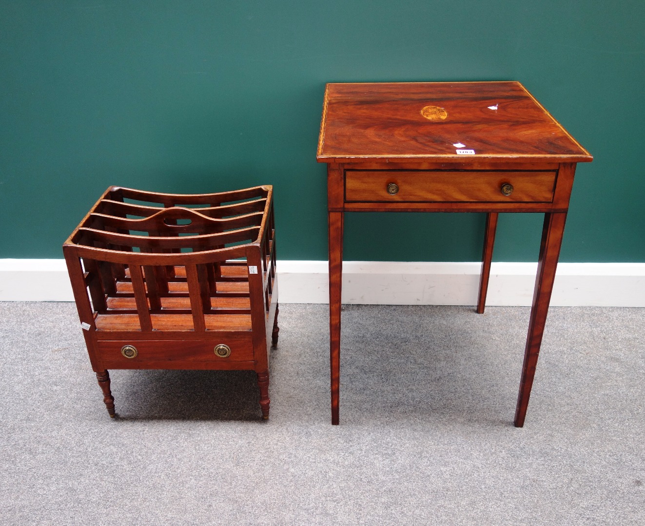 Appraisal: An th century and later inlaid satinwood square occasional table