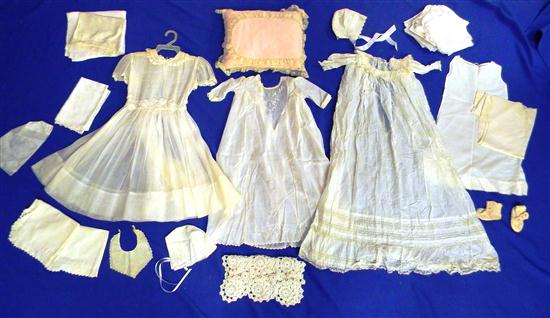 Appraisal: Assortment of fine baby textiles and household linens all ivory