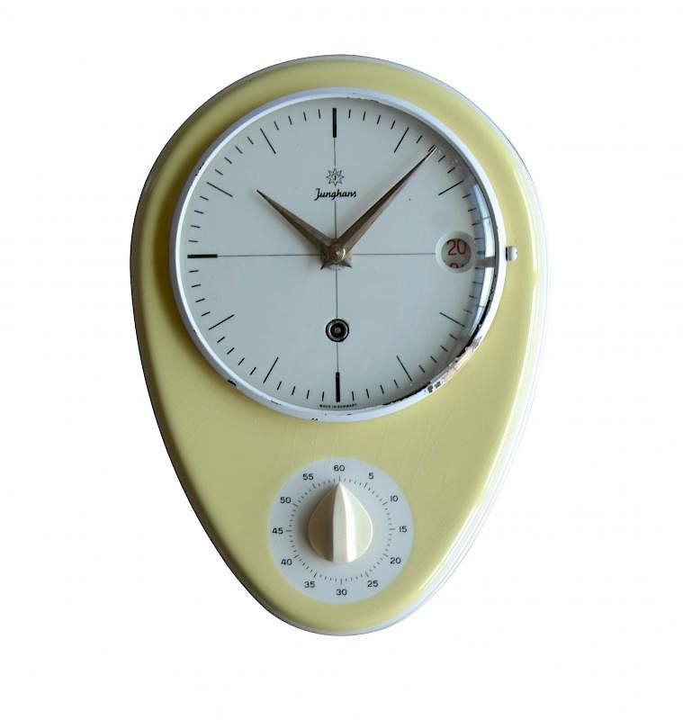 Appraisal: Max Bill Designed Mid-Century Wall Clock with Timer for Junghans