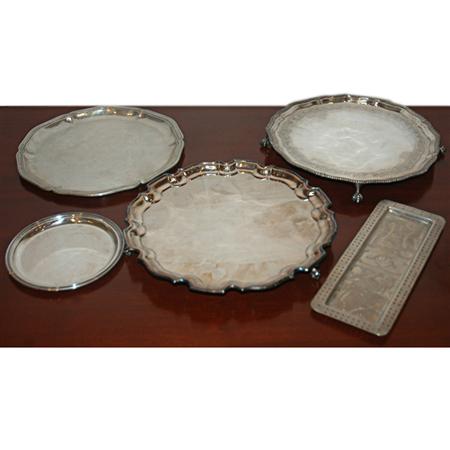 Appraisal: Group of Five Silver Trays Estimate -