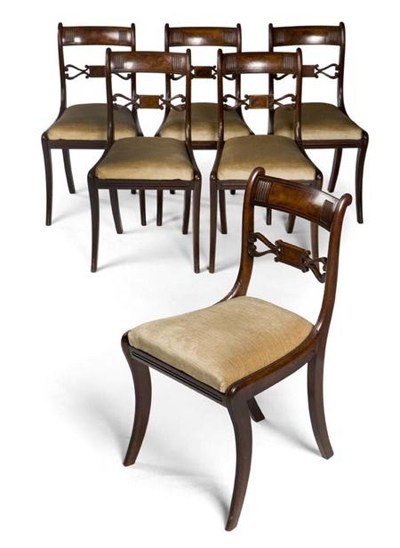 Appraisal: A set of six Regency mahogany dining chairs circa inlaid