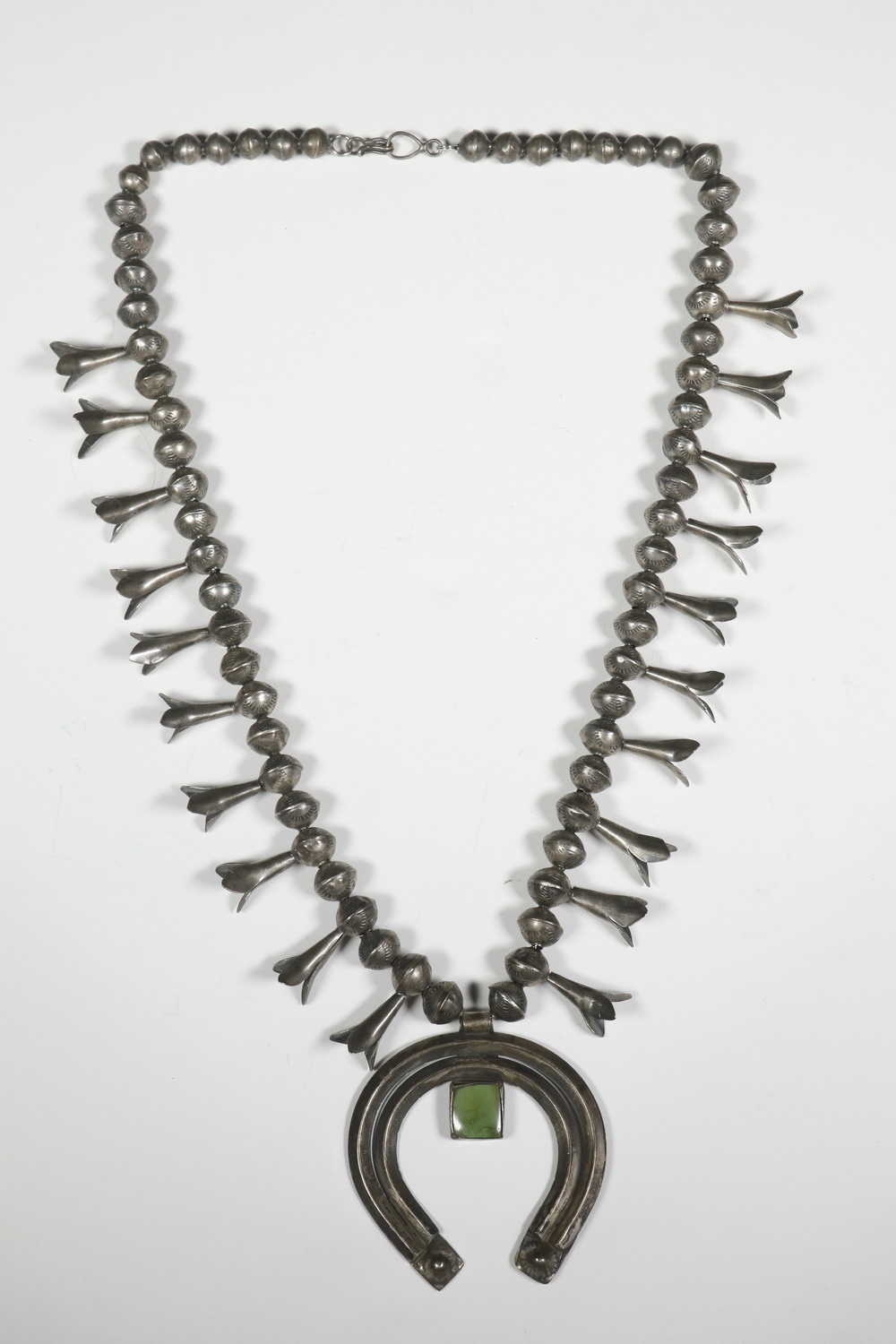 Appraisal: SQUASH BLOSSOM NECKLACE Vintage Native American Crafted Silver Squash Blossom