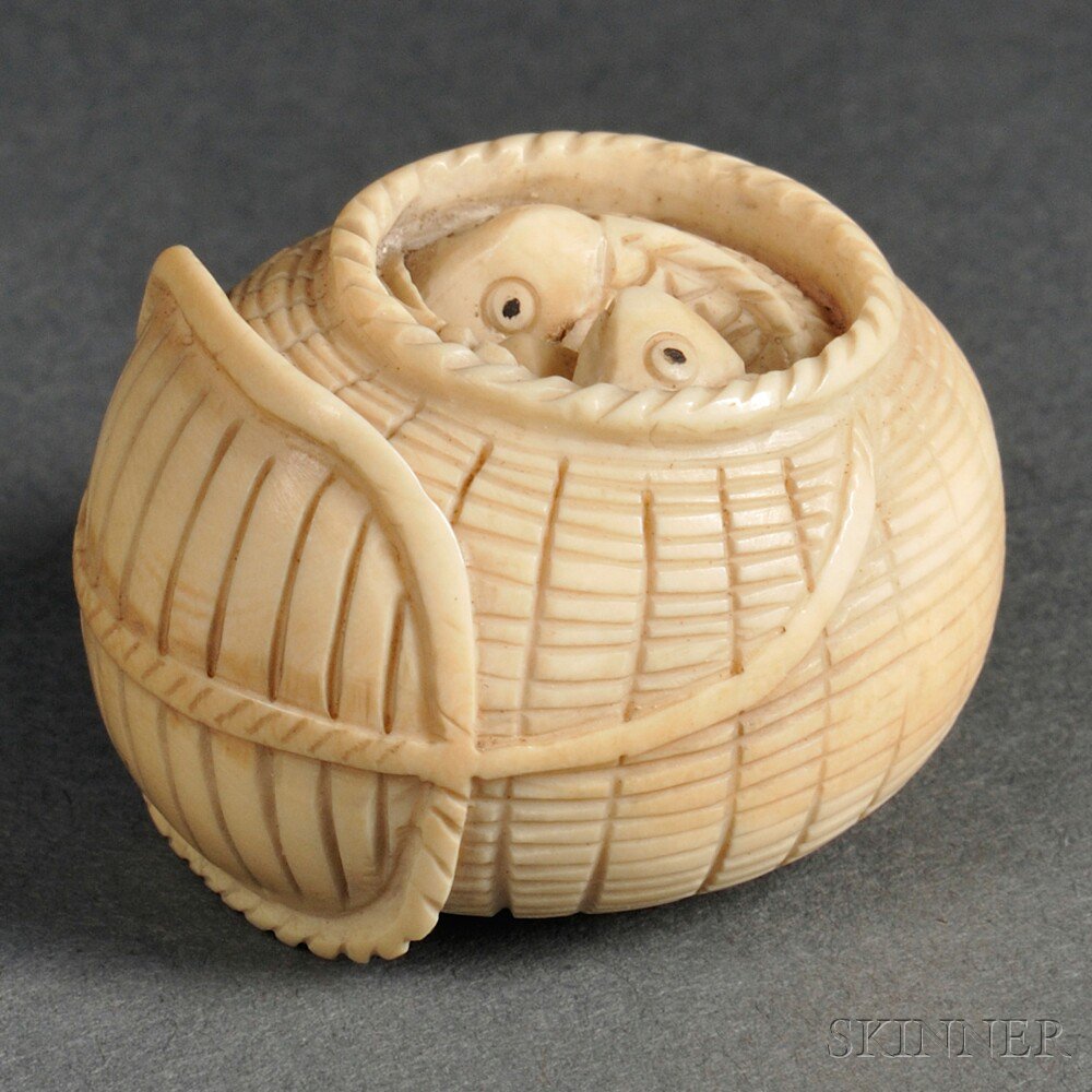 Appraisal: Ivory Netsuke of a Basket Japan th th century with