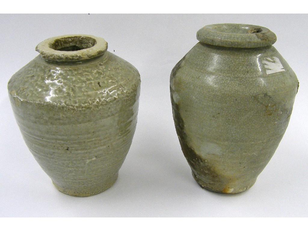 Appraisal: Two Vung Tau Cargo grey glazed baluster vases circa each