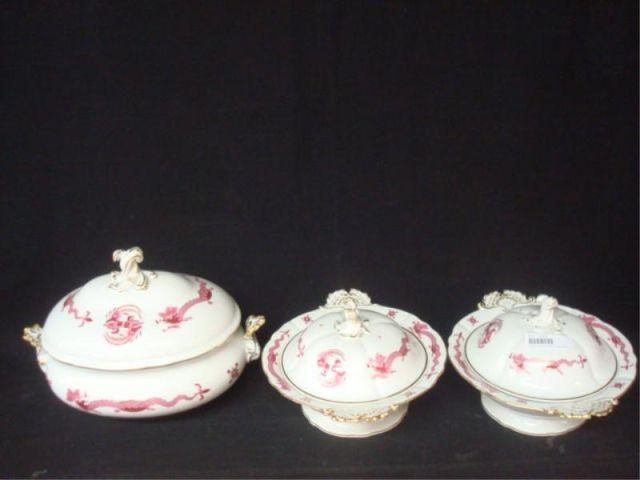 Appraisal: MEISSEN Porcelain with Asian Motif lidded bowls and a large