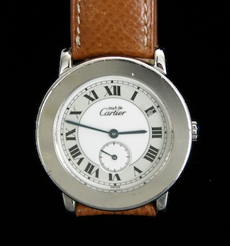 Appraisal: A Gentleman's Sterling Silver Must De Cartier Wristwatch by Cartier