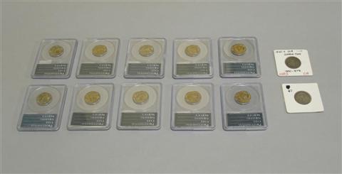 Appraisal: COLLECTION OF TWELVE U S COINS Including ten Denver Buffalo