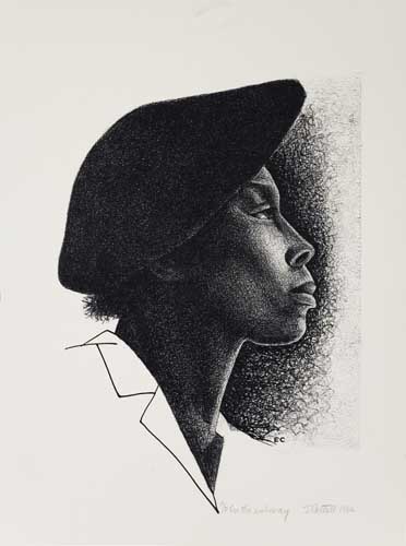 Appraisal: ELIZABETH CATLETT - On the Subway Offset lithograph x mm