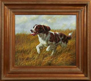 Appraisal: Chinese School Dog Running in a Field th c oil