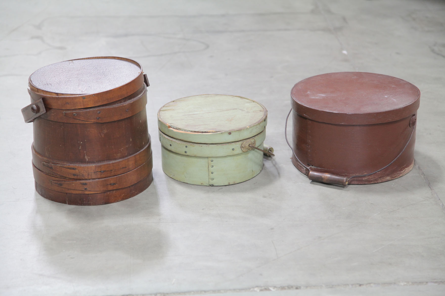 Appraisal: A FIRKIN AND TWO COVERED CHEESE BOXES American early th