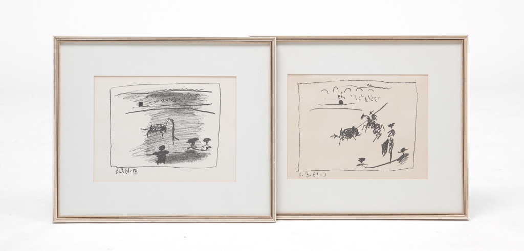 Appraisal: TWO FRAMED PICASSO LITHOGRAPHS Twentieth century From A Los Toros