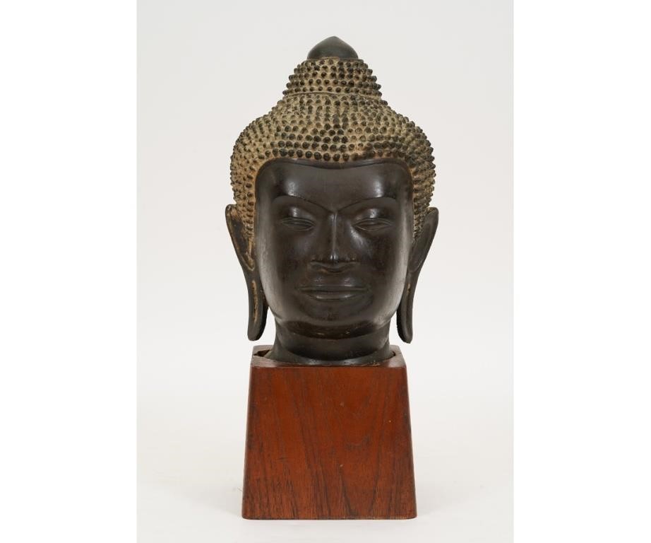 Appraisal: South Asia bronze Buddha head sculpture probably th c mounted