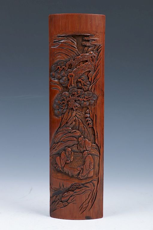 Appraisal: BAMBOO BRUSHREST QING DYNASTY Of a elongate form with a